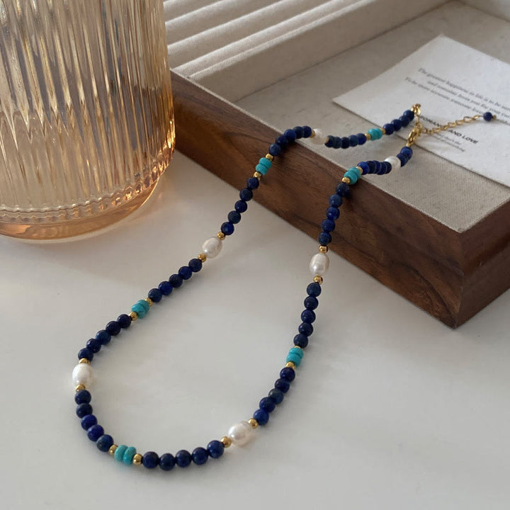 Olivenorma Klein Blue Natural Lapis Lazuli Beaded Necklace - Style B - image 2