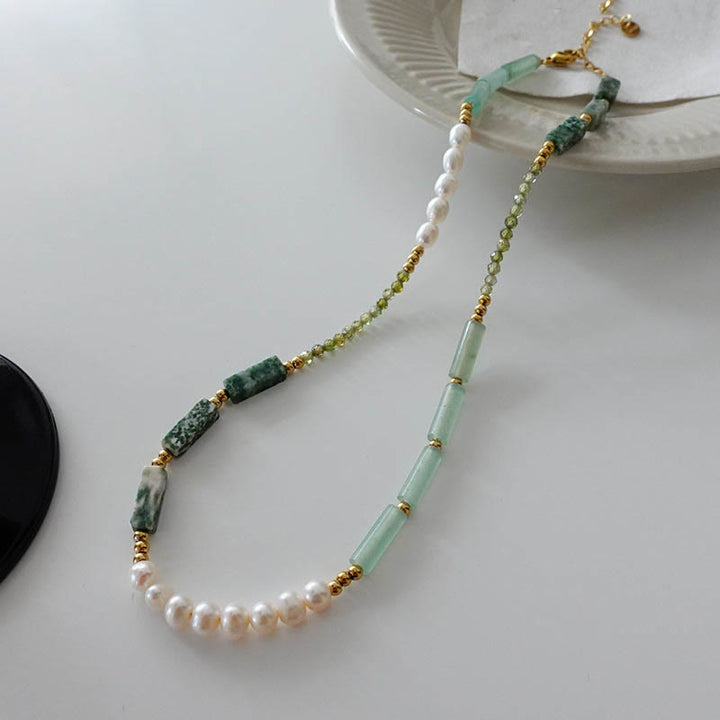 Olivenorma Natural Green Aventurine Stacked Beaded Necklace - Style C - image 3