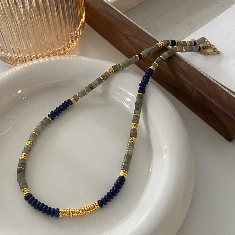 Olivenorma Lapis Lazuli Labradorite Gem Beaded Necklace - Without Pendant - image 2