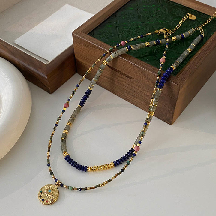 Olivenorma Lapis Lazuli Labradorite Gem Beaded Necklace - image 0