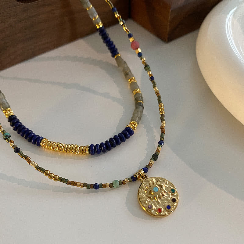 Olivenorma Lapis Lazuli Labradorite Gem Beaded Necklace - image 4