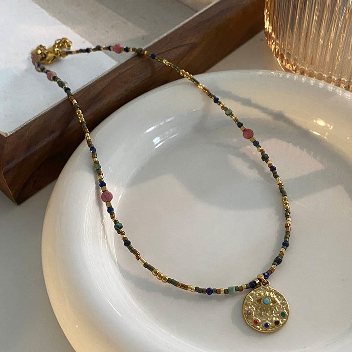 Olivenorma Lapis Lazuli Labradorite Gem Beaded Necklace - With Pendent - image 1