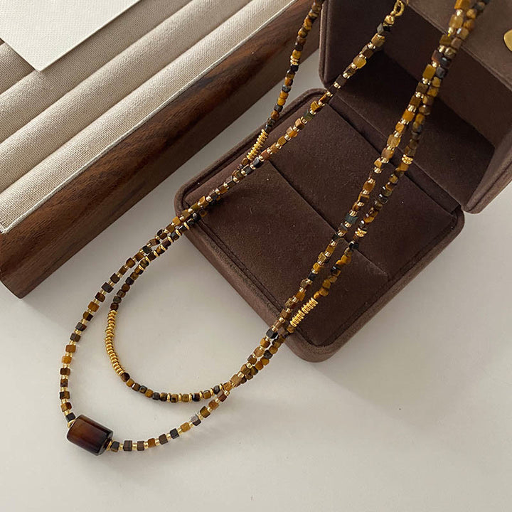 Olivenorma Tiger Eye Stone Beaded Bracelet Necklace Jewelry Set - image 5