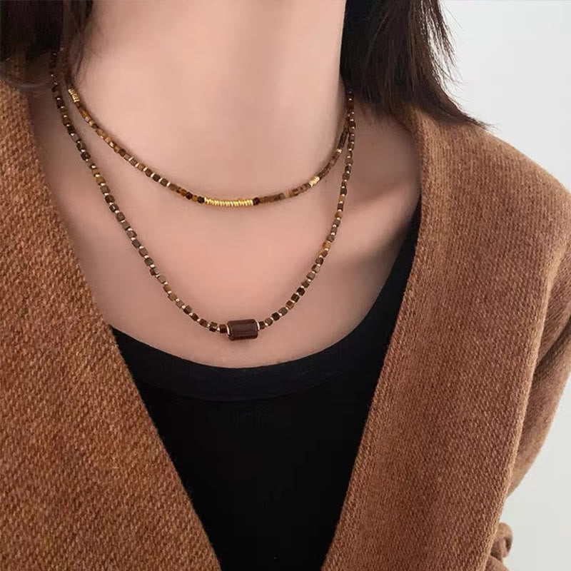 Olivenorma Tiger Eye Stone Beaded Bracelet Necklace Jewelry Set - image 3