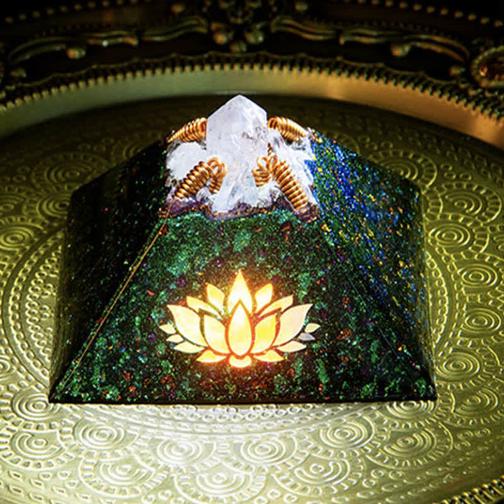 Olivenorma 9cm Lotus Crystal Energy Spire Orgone Pyramid - image 1