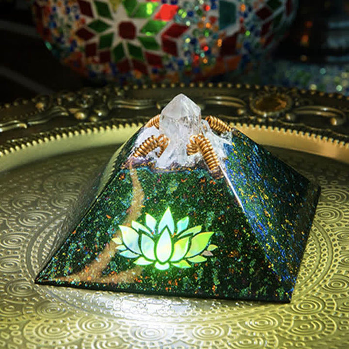 Olivenorma 9cm Lotus Crystal Energy Spire Orgone Pyramid - image 2