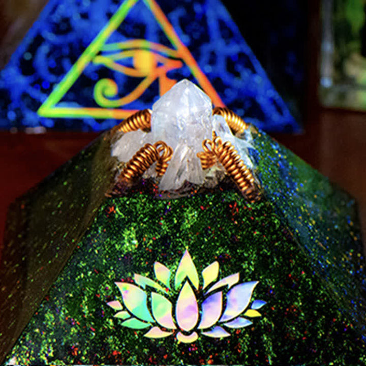 Olivenorma 9cm Lotus Crystal Energy Spire Orgone Pyramid - image 3