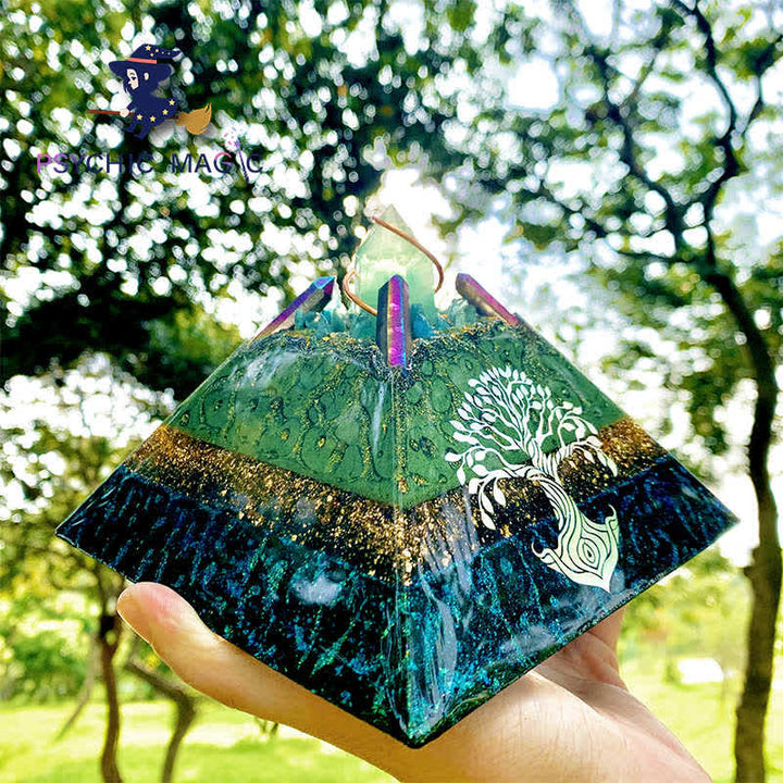 Olivenorma 14cm Tree of Life Crystal Energy Spire Orgone Pyramid - 14cm - image 0