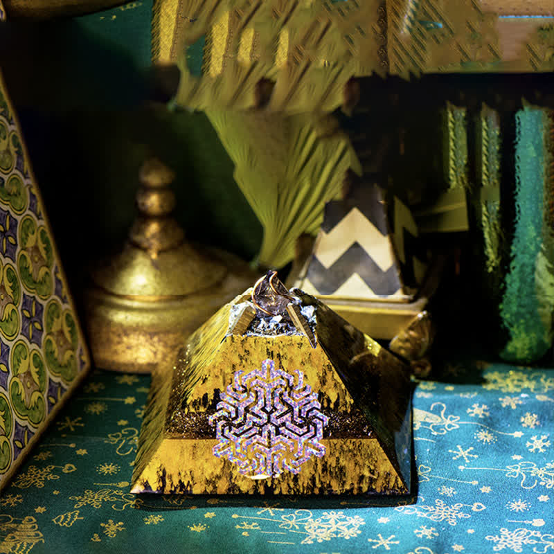 Olivenorma 14cm Crystal Energy Spire Golden Orgone Pyramid - image 1