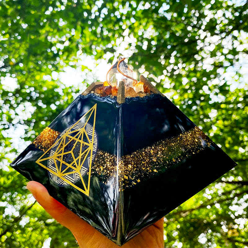 Olivenorma 14cm Obsidian Crystal Energy Spire Orgone Pyramid - 14cm - image 0