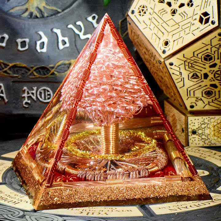 Olivenorma Rose Gold Copper Coil Energy Tree Orgone Pyramid - Style 1 - 15cm*15cm - image 0