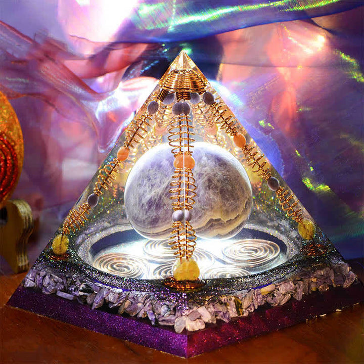 Olivenorma 15cm Amethyst Energy Ball Orgone Pyramid - image 4