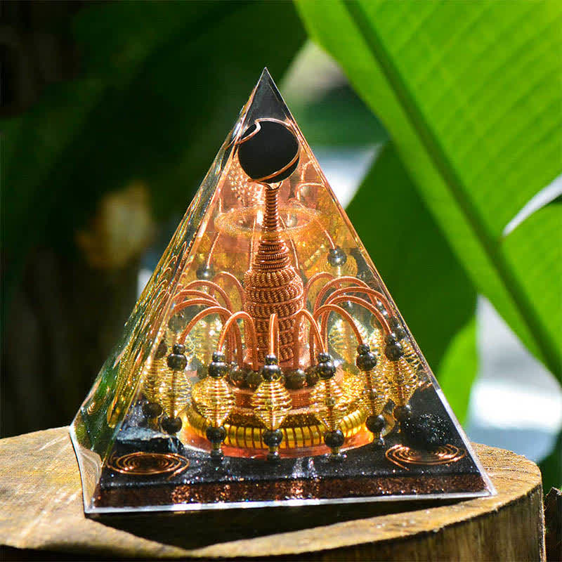 Olivenorma "Gilded Dark Night Lord" Black Crystal Orgone Pyramid - image 1
