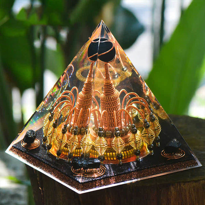 Olivenorma "Gilded Dark Night Lord" Black Crystal Orgone Pyramid - image 2