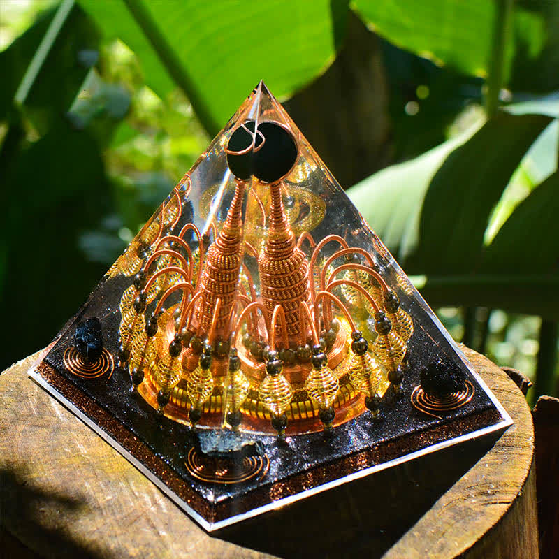 Olivenorma "Gilded Dark Night Lord" Black Crystal Orgone Pyramid - image 3