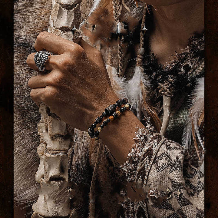 Olivenorma Obsidian Picture Jasper Beads Stacking Bracelet - image 1