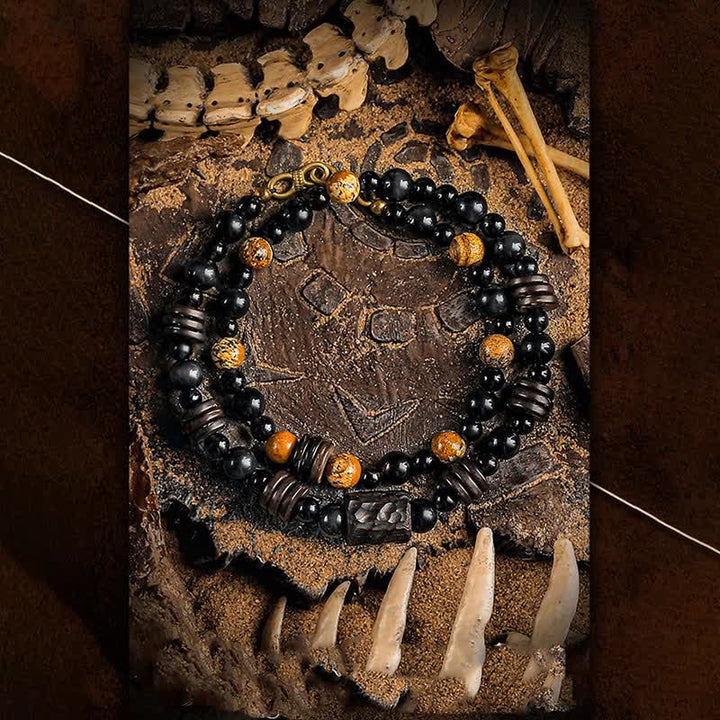 Olivenorma Obsidian Picture Jasper Beads Stacking Bracelet - image 4