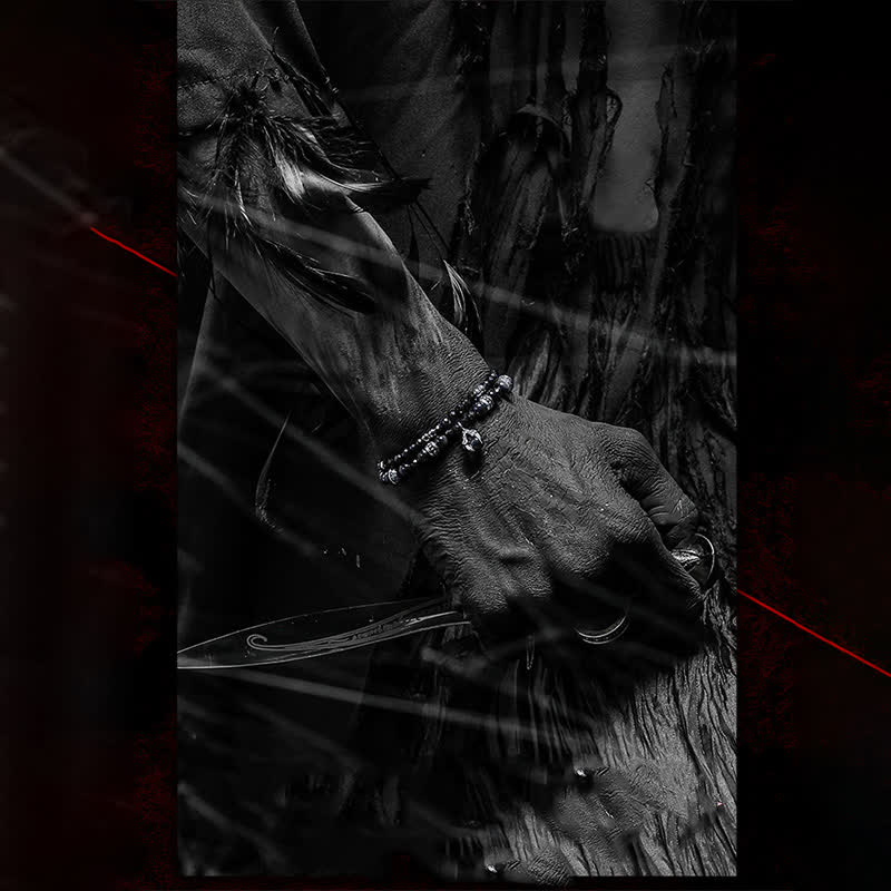 Olivenorma Silver Obsidian Beaded Devil's Claw Pendant Bracelet - image 3