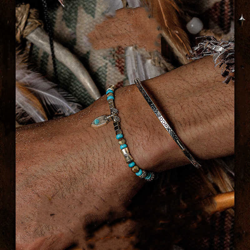 Olivenorma "Tribal Secrets" Turquoise Picture Jasper Beaded Bracelet - image 1