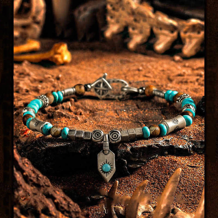 Olivenorma "Tribal Secrets" Turquoise Picture Jasper Beaded Bracelet - 18cm - image 0