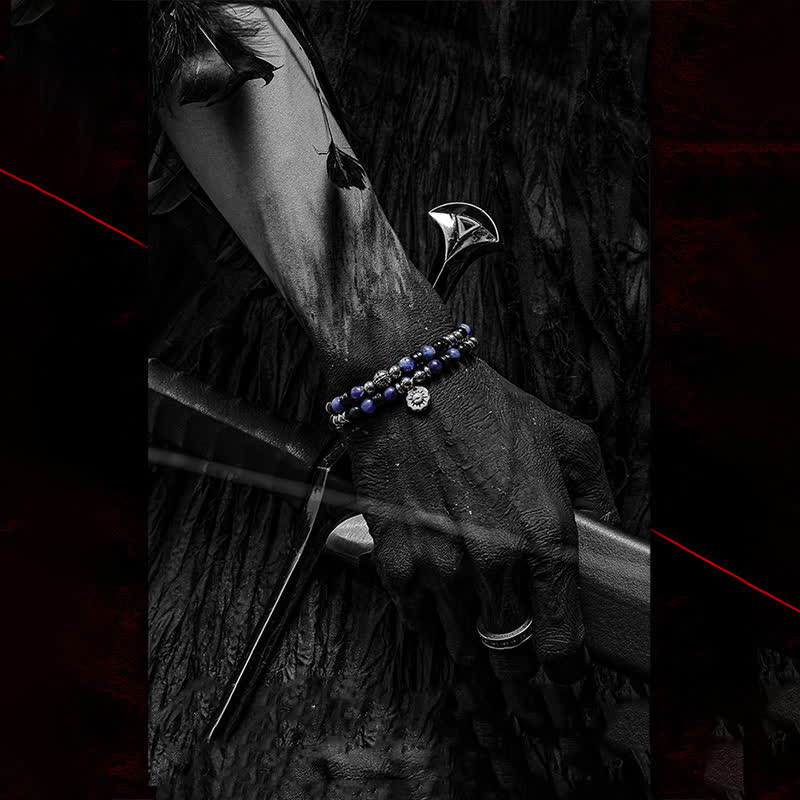 Olivenorma "Dark Ray" Hematite Obsidian Sodalite Beads Bracelet - image 3