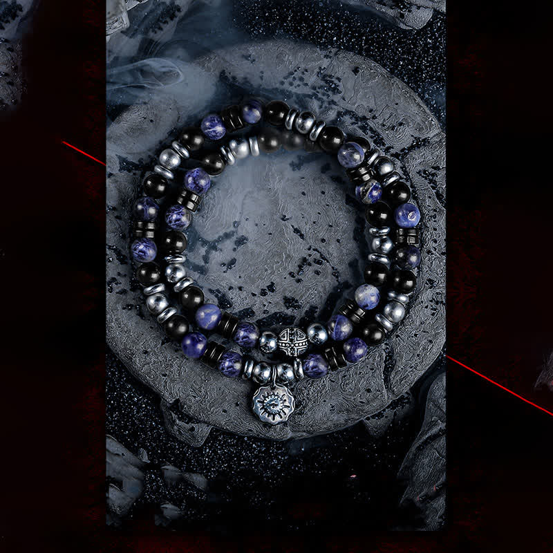 Olivenorma "Dark Ray" Hematite Obsidian Sodalite Beads Bracelet - image 5