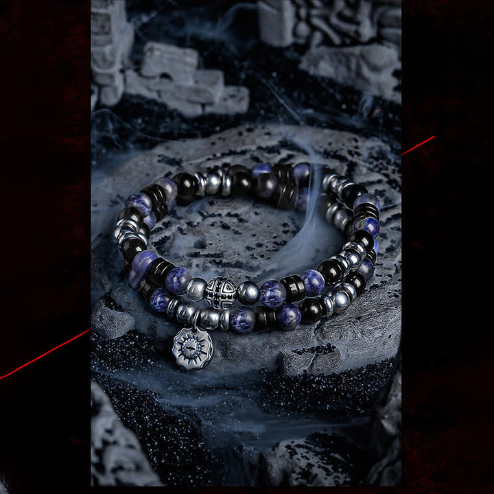 Olivenorma "Dark Ray" Hematite Obsidian Sodalite Beads Bracelet - image 4