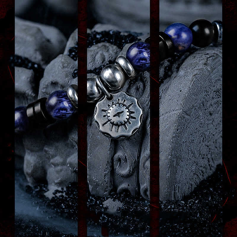 Olivenorma "Dark Ray" Hematite Obsidian Sodalite Beads Bracelet - image 6