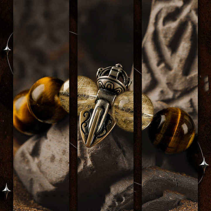 Olivenorma Tiger Eye Gold Rutilated Quartz Beaded Bracelet - image 6