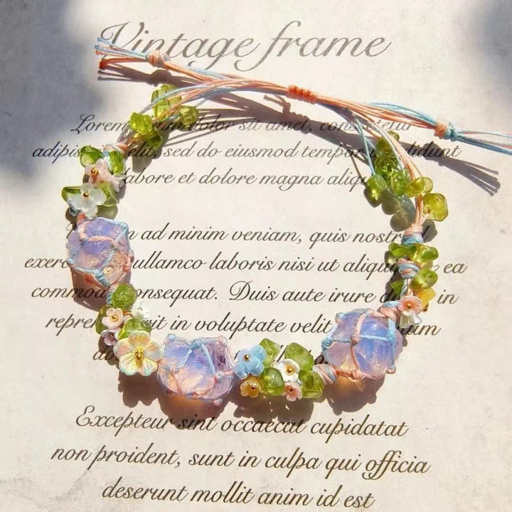 Olivenorma Peridot Opalite Crystal Braided Flower Bracelet - Peridot & Opalite - image 0