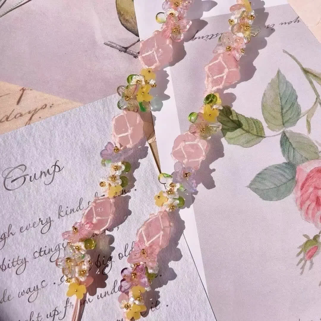 Olivenorma Handcrafted Rose Quartz Braided Flower Bracelet - image 5