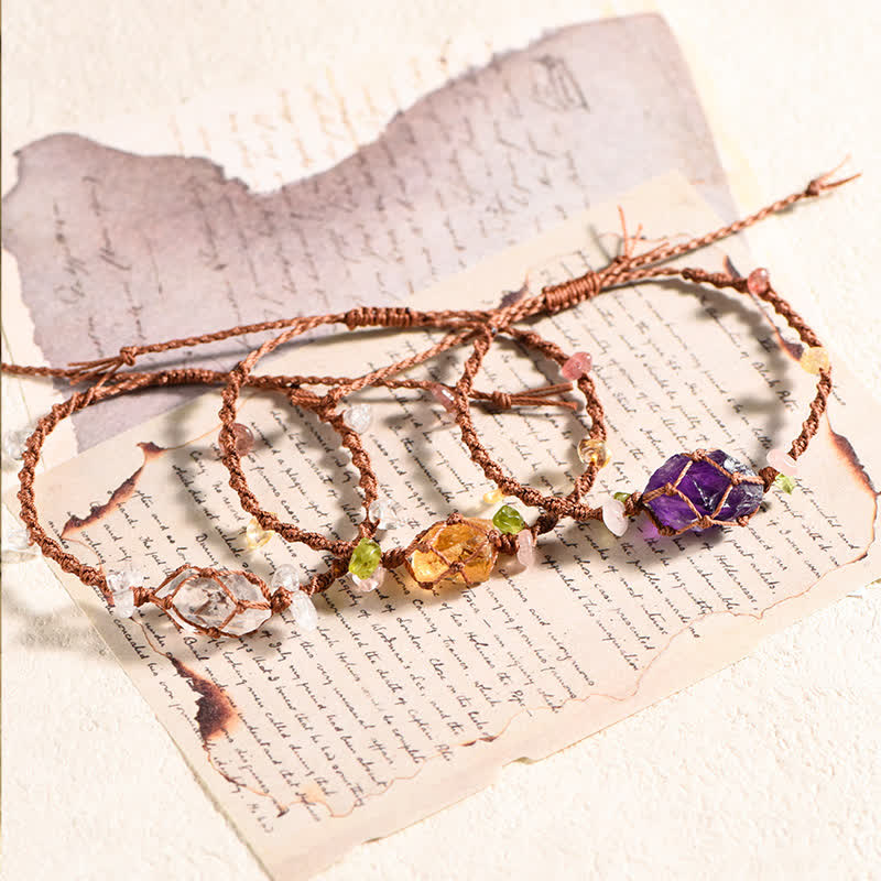 Olivenorma Handcrafted Natural Crystal Braided Flower Bracelet - image 0