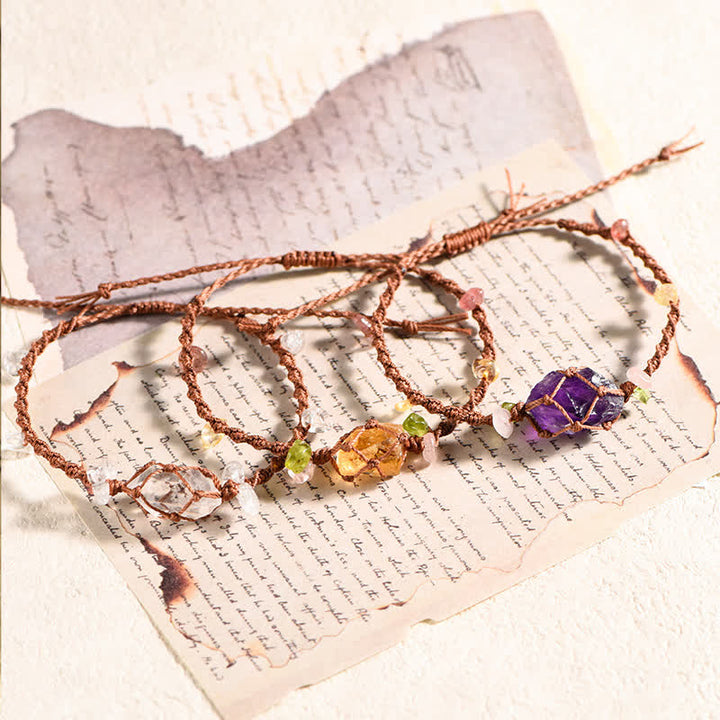 Olivenorma Handcrafted Natural Crystal Braided Flower Bracelet - image 0