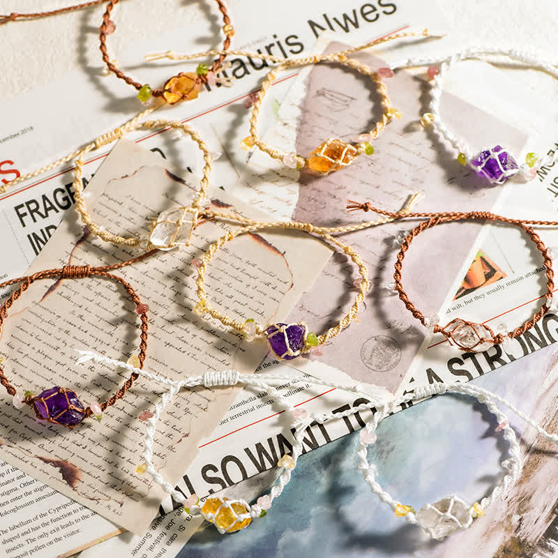 Olivenorma Handcrafted Natural Crystal Braided Flower Bracelet - image 21