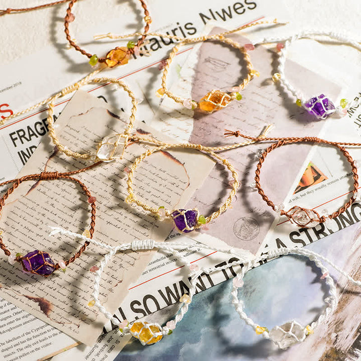 Olivenorma Handcrafted Natural Crystal Braided Flower Bracelet - image 21