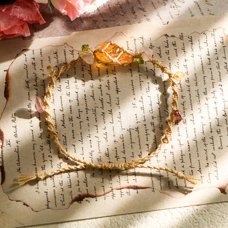 Olivenorma Handcrafted Natural Crystal Braided Flower Bracelet - image 3