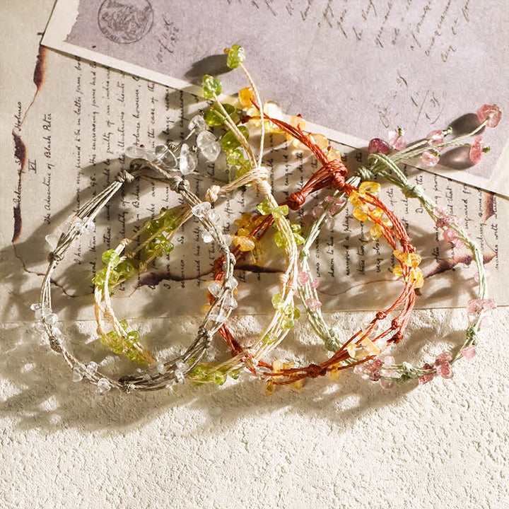 Olivenorma Natural Crushed Crystal Braided Flower Bracelet - image 9