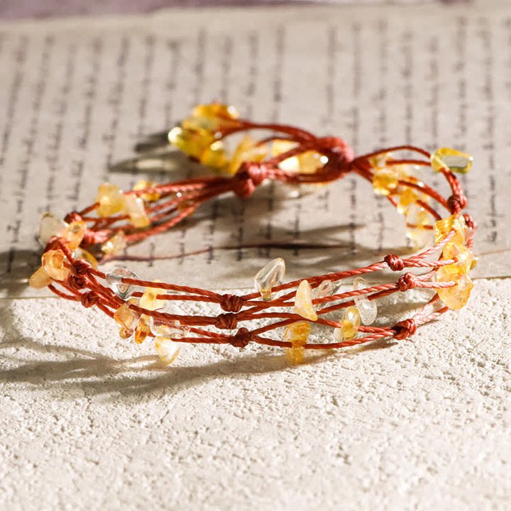 Olivenorma Natural Crushed Crystal Braided Flower Bracelet - Citrine - image 4