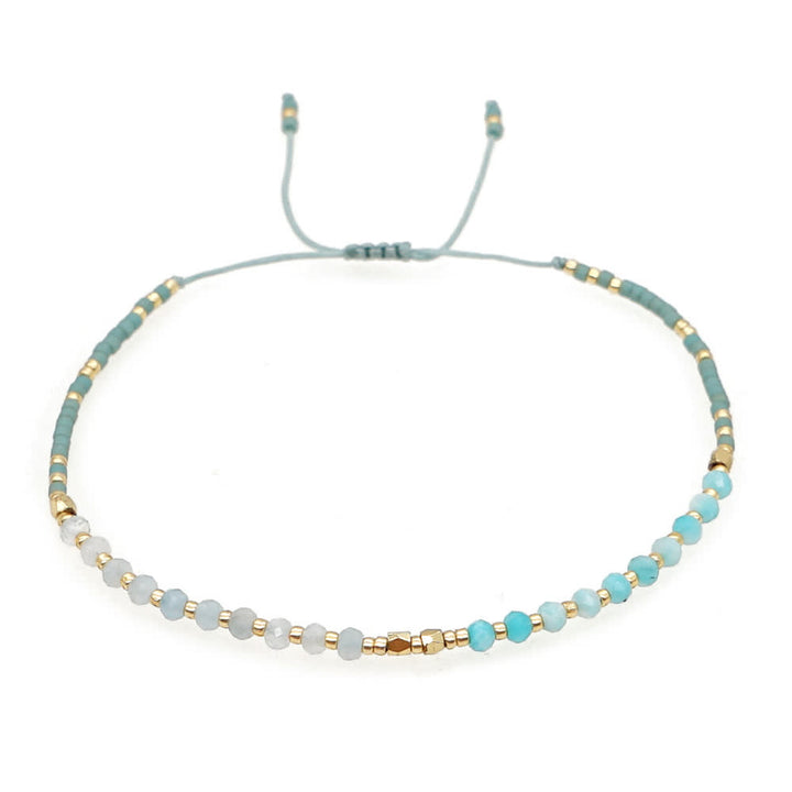 Olivenorma Natural Stone Beads Drawstring Bracelet - Amazonite & Aquamarine - image 10