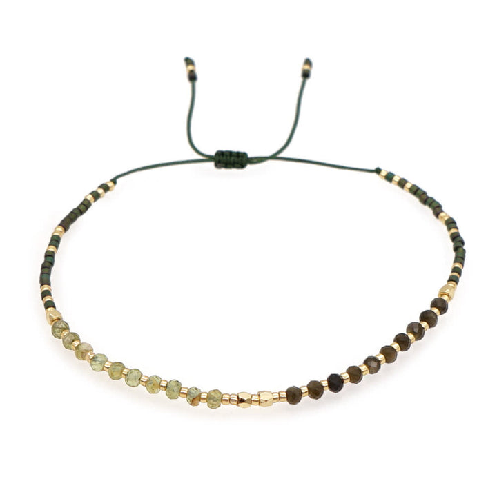 Olivenorma Natural Stone Beads Drawstring Bracelet - Prehnite & Smoky Quartz - image 13
