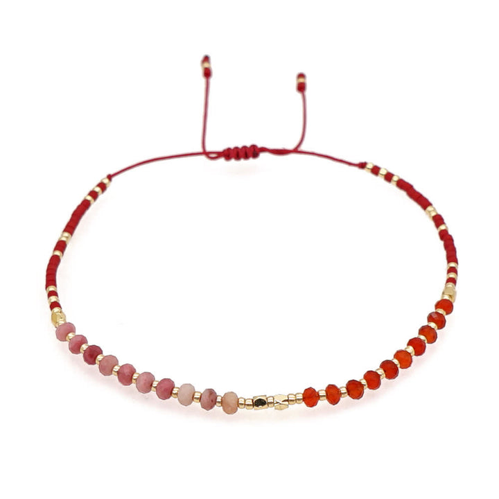 Olivenorma Natural Stone Beads Drawstring Bracelet - Strawberry Quartz & Ruby Quartz - image 4