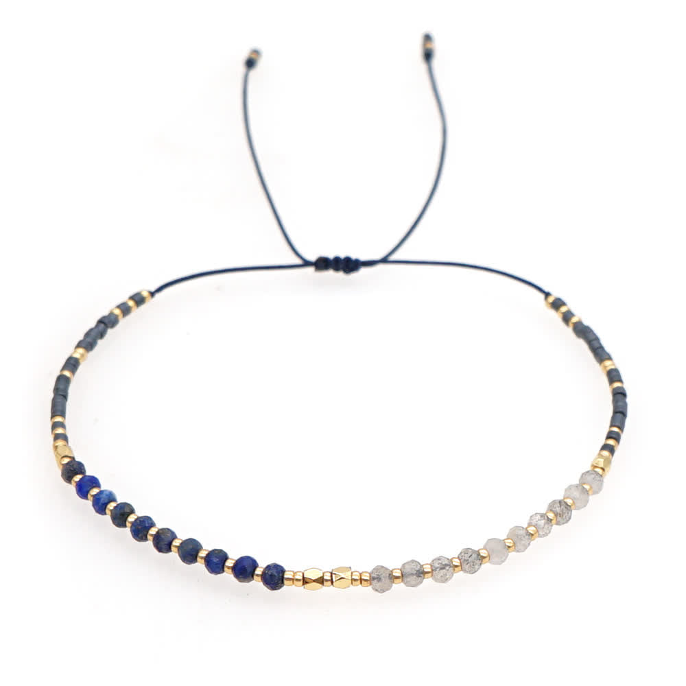 Olivenorma Natural Stone Beads Drawstring Bracelet - Lapis Lazuli & Gray Agate - image 21