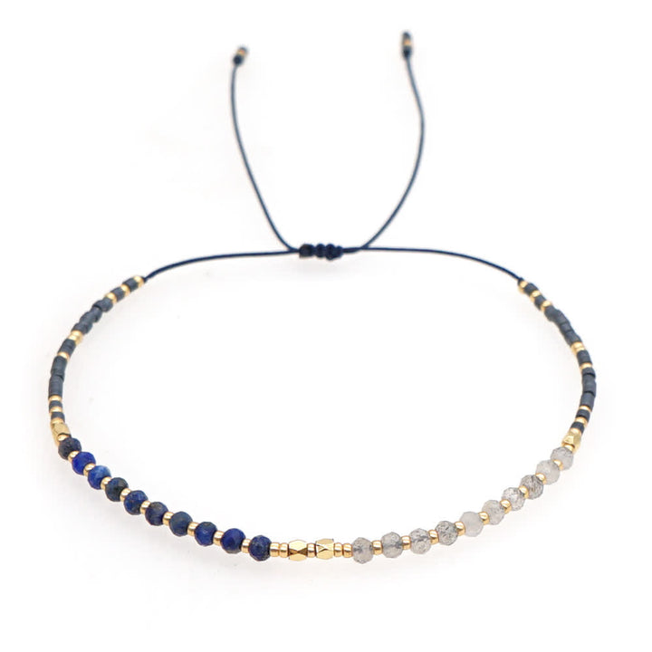 Olivenorma Natural Stone Beads Drawstring Bracelet - Lapis Lazuli & Gray Agate - image 21