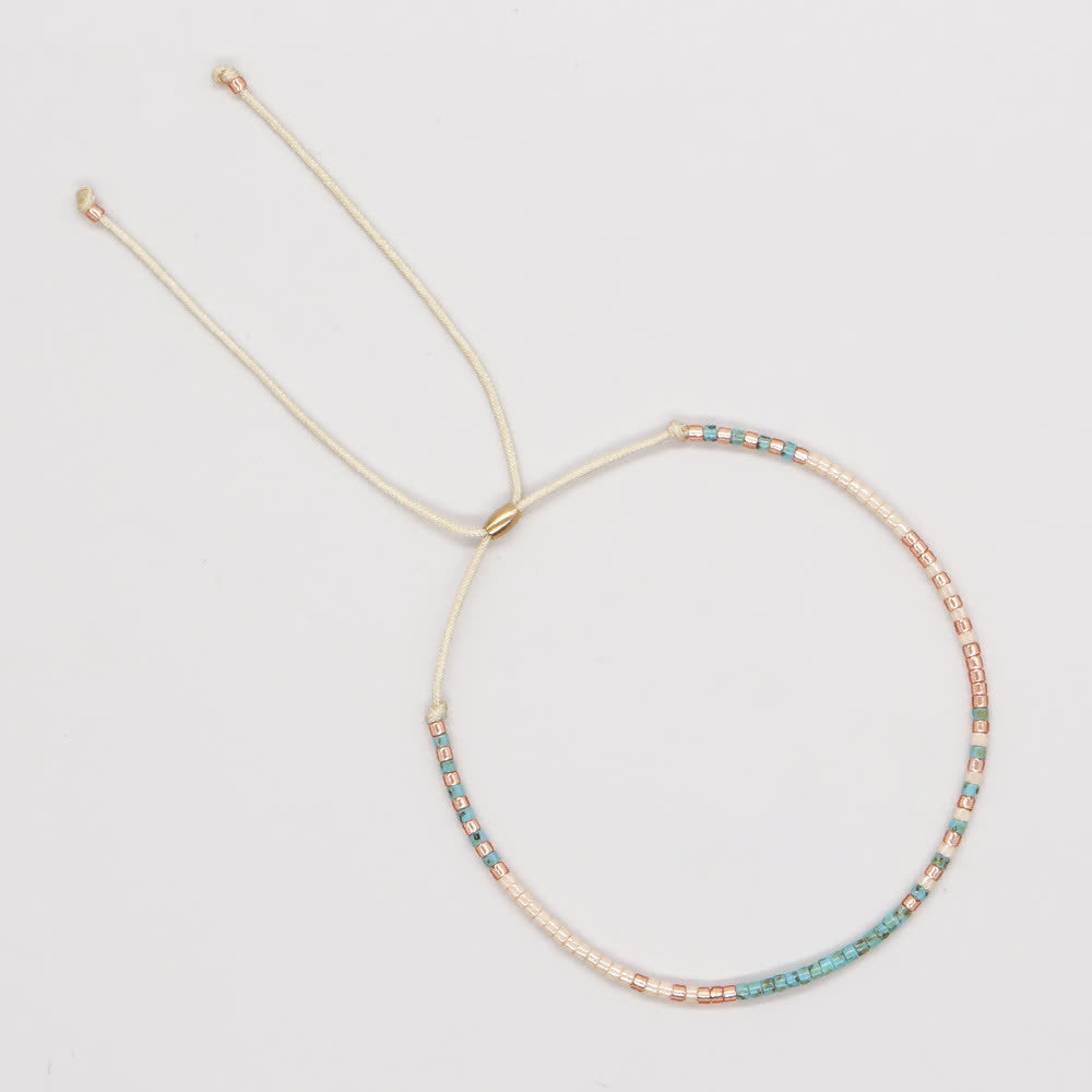 Olivenorma Colorful Rice Beads Beige Drawstring Bracelet - Emperor Stone - image 1