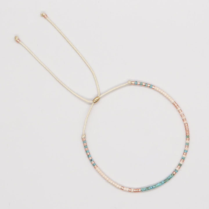 Olivenorma Colorful Rice Beads Beige Drawstring Bracelet - Emperor Stone - image 1