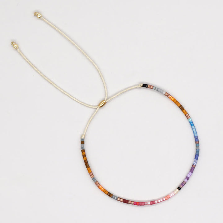 Olivenorma Colorful Rice Beads Beige Drawstring Bracelet - Purple & Brown - image 11