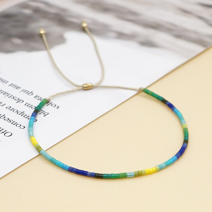 Olivenorma Colorful Rice Beads Beige Drawstring Bracelet - image 16