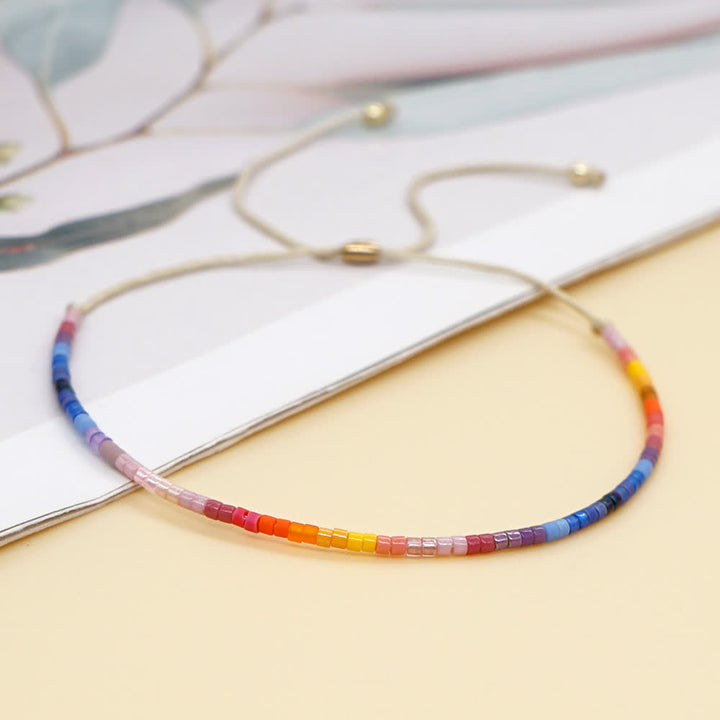 Olivenorma Colorful Rice Beads Beige Drawstring Bracelet - image 17