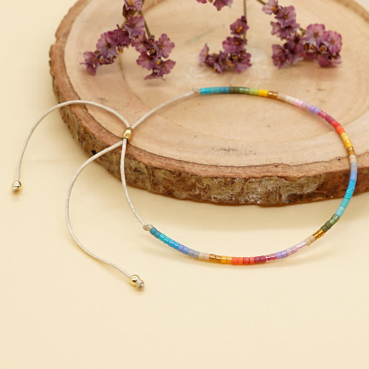 Olivenorma Colorful Rice Beads Beige Drawstring Bracelet - image 20