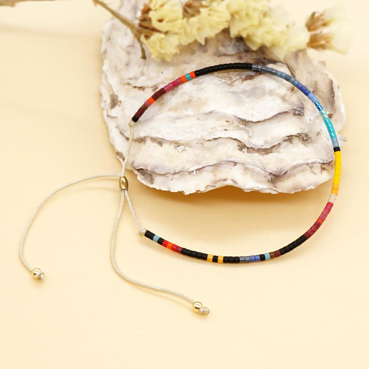 Olivenorma Colorful Rice Beads Beige Drawstring Bracelet - image 19